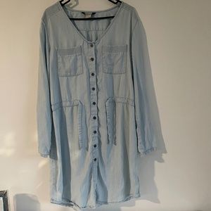 Bob Timberlake Denim Blue Lyocell Chambray Dress Belted Button-up Womens Size XL
